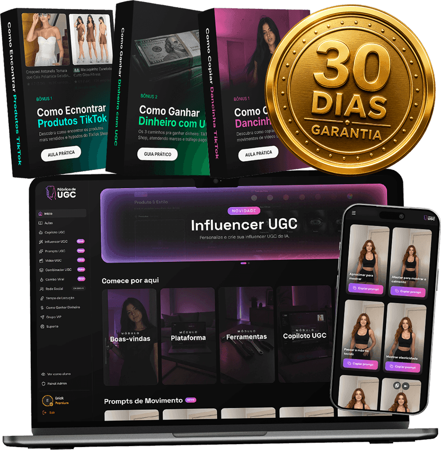 Tudo que você recebe: plataforma, Copiloto UGC, comunidade e bônus