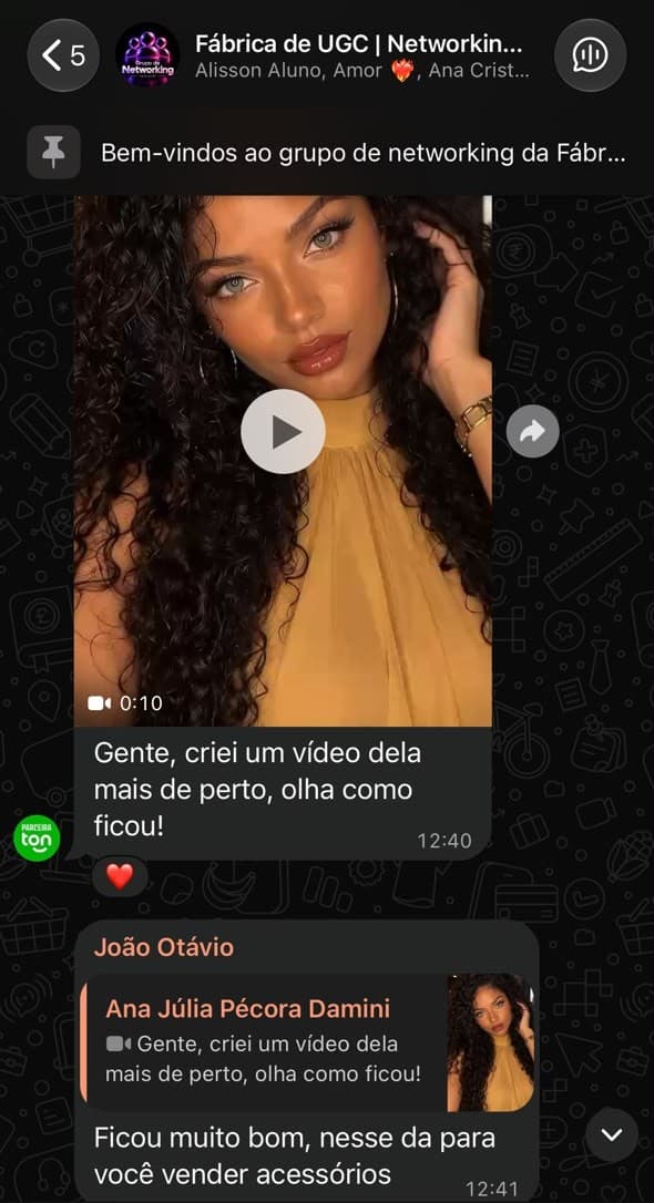 Print do Grupo de Networking no WhatsApp